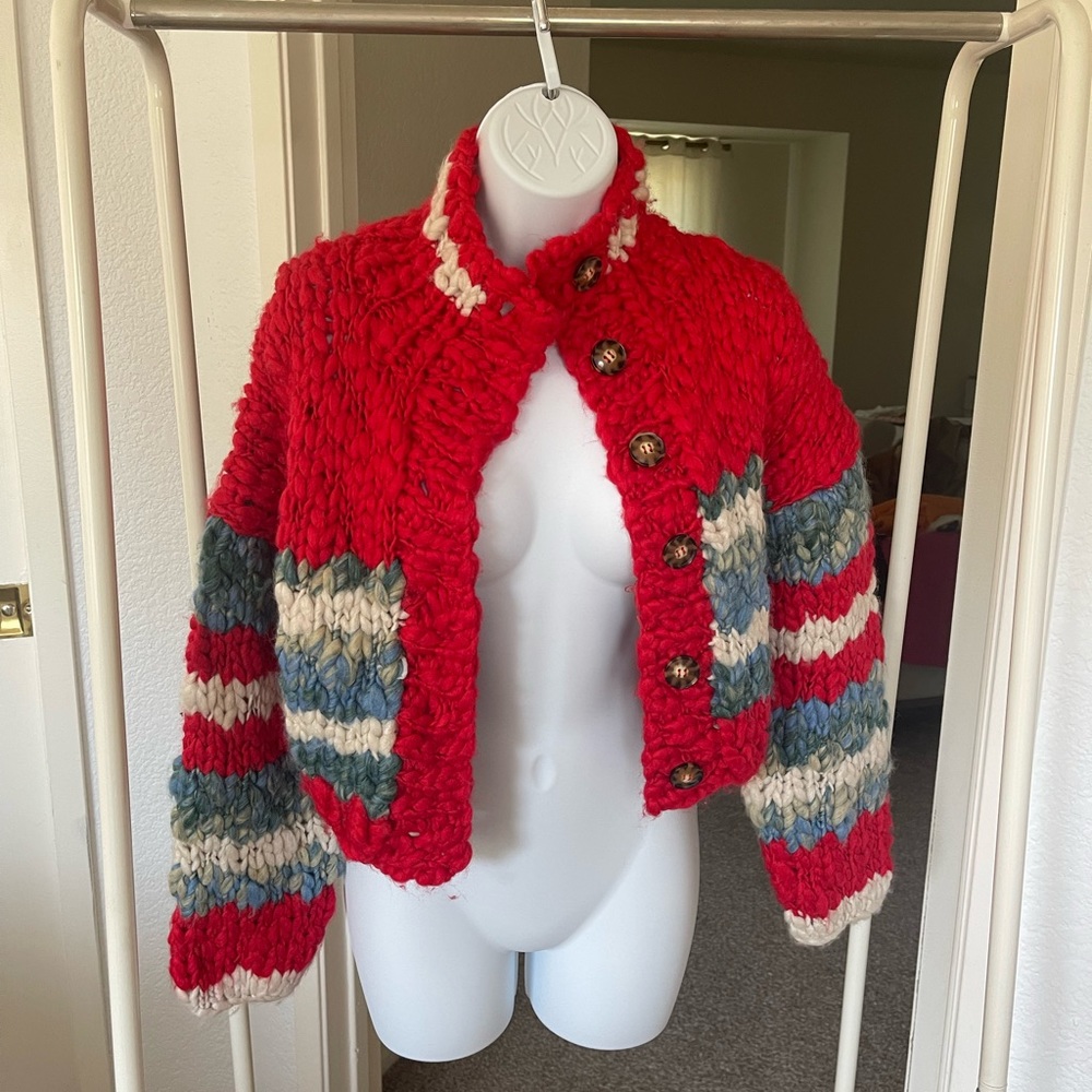 Urban Outfitters BDG wool red cropped cardigan sweater button up size XS NWT